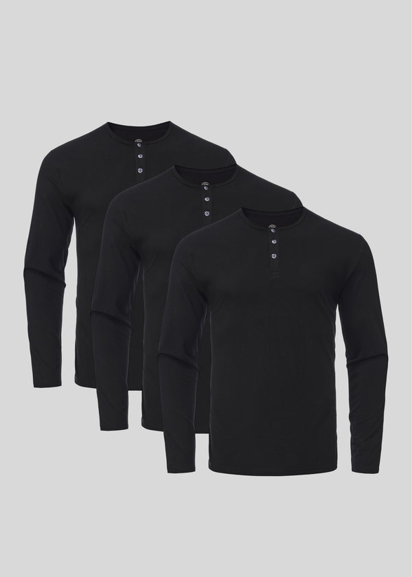 Black Henley 3-pack