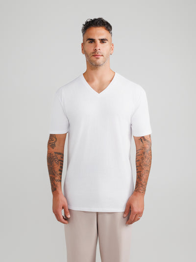 Biała koszulka V-Neck