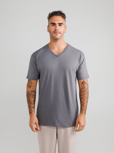 Ciemnoszare koszulki V-neck