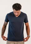 Granatowe koszulki V-neck