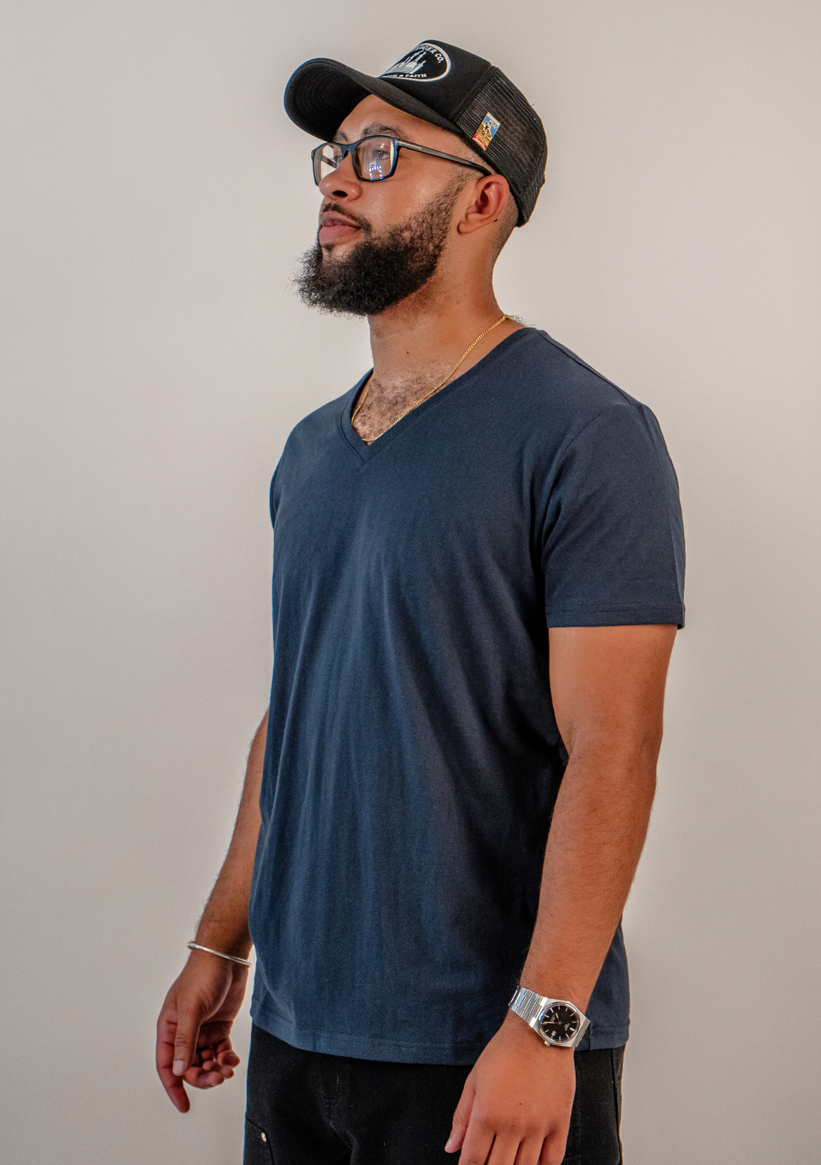 Navy V-Neck T-shirts