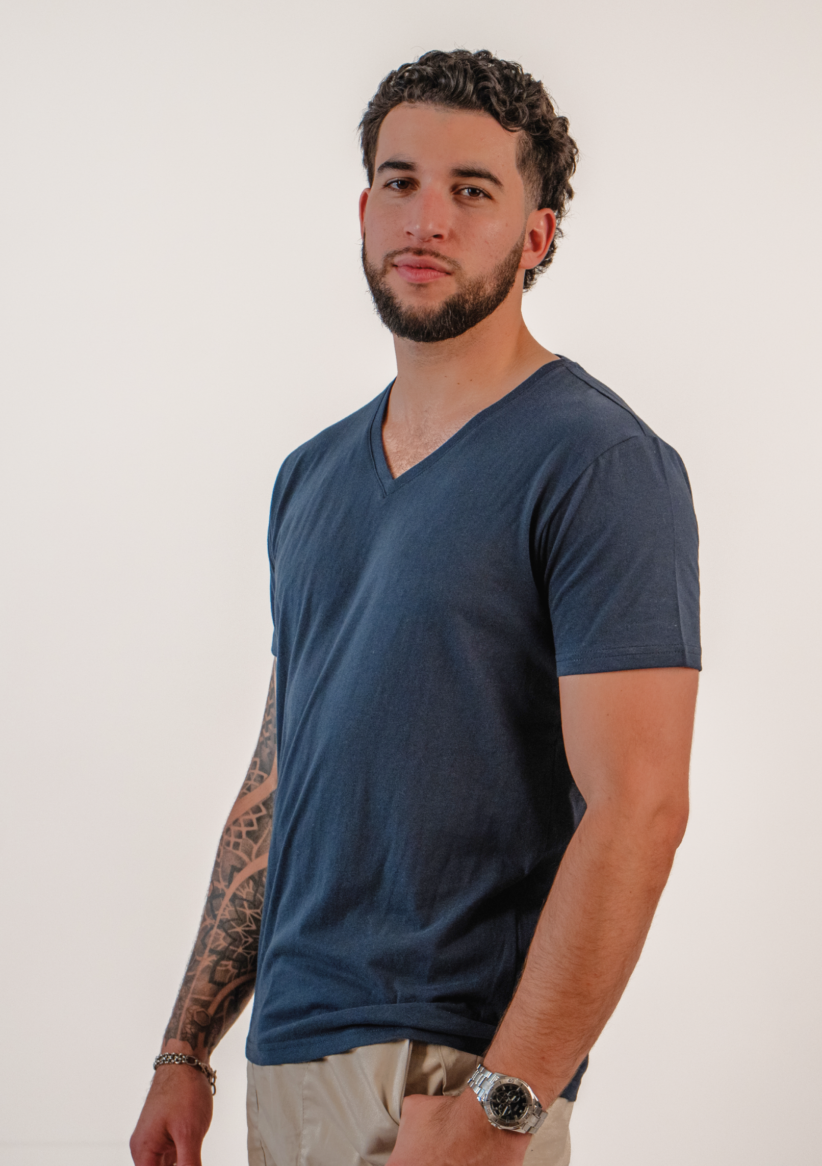 Navy V-Neck T-shirts